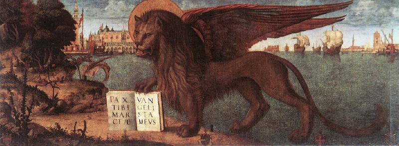 CARPACCIO, Vittore The Lion of St Mark fdg oil painting picture